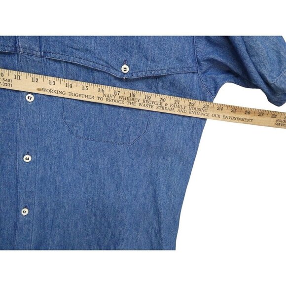 VTG Outback Trading Co‎ Mens M Denim Shirt Blue Short Sleeve Pockets Western - Picture 6 of 9